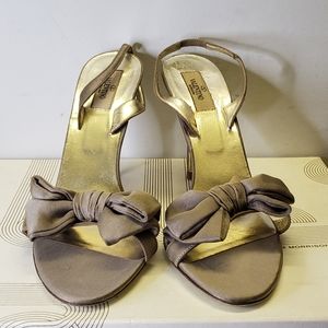Valentino Taupe Slingback Satin Heels